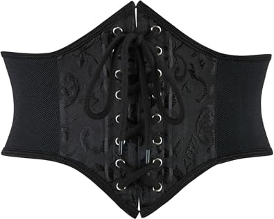 Alivila.Y Fashion Womens Vintage Sexy Underbust Corset Belt Bustier Waist Trainer A22197-Black Jacquard-XS
