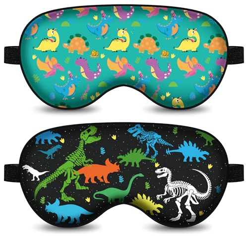 2-pack sovmask för barn, ögonmask för att sova, söt tecknad sovmask med justerbar rem, mörkläggande ögonskugga för barn tonåring ögonbindel för hemresan och tupplurar på fest