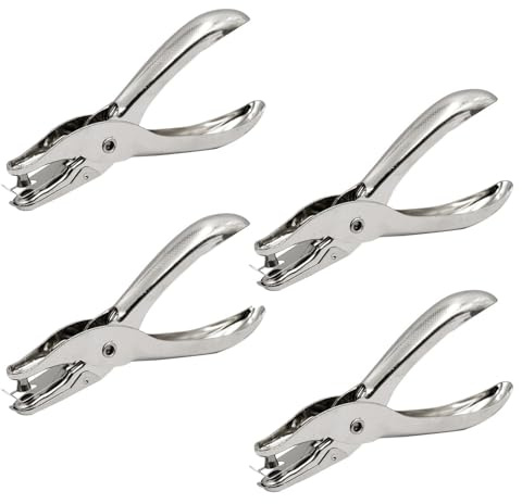 4 Stück Einzellochstanze, Rundloch-Lochzange und Papier Stanzer, 6mm & 3mm, aus Metall, für Handarbeiten, Schule und Büro