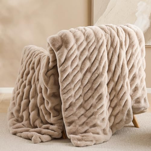 Smoofy Linen Fluffy Blanket for Couch - Luxury Faux Rabbit Fur 50x60