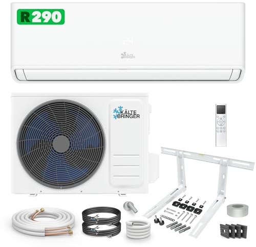 Kältebringer A+++ R290 Split Klimaanlage 12000 BTU (3,7 kW) - mit Heizfunktion, WiFi & App, bis 60m², sehr leise, 5m Kupferleitung, Kältemittel R290, Montagematerial, Wandhalterung