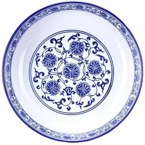 FRCOLOR 1pezzi Ciotola in Porcellana Bianca e Blu Scodelle per Zuppe Noodles e Frutta con Design Tradizionale Cinese per Casa Ristoranti e Uso Domestico