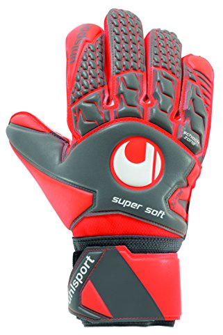 Uhlsport Erwachsene Torwarthandschuhe AERORED-Supersoft-In den Größen 6-11 Innenhand Keeper-Handschuhe entwickelt mit Profis-Optimaler Halt und Grip, langlebig, Dark grau/Fluo rot/Weiß, 7