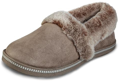 Skechers Femme Cozy Campfire - Team Toasty Slippers, Beige Dark Taupe Microfiber Suede Faux Fur Line Dktp, 39 EU