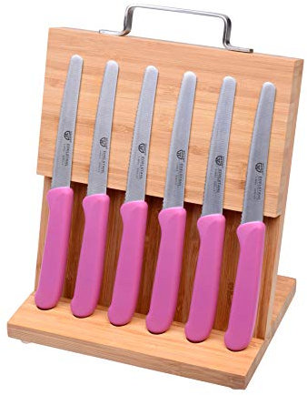 GRÄWE Porte-couteaux aimanté en bambou avec couteau à petits pains Rose