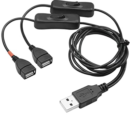 YACSEJAO Cable divisor USB con interruptor USB A 2.0 macho a doble USB hembra Jack Y Distribuidor ON/OFF Cable de carga (1 M/3,3 FT) (1 m)