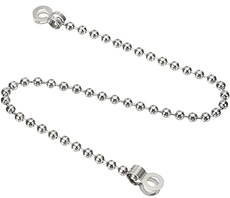 sourcing map Plafond Ventilateur Tirer Chaîne 7,87 Inox Acier 0,12 Boule Perle Chaîne avec Connecteurs correspondants pour Ventilateur Lampe Lumière Interrupteur Chaîne Extension 10Pcs