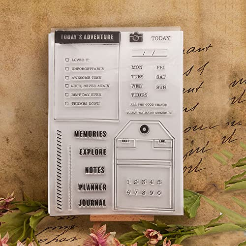 Large Weekly Calendar Digit Folder Today Clear Stamps Transparent Silicone Stamp Album Cards Rubber Stamp for Card Making Decoration and DIY Scrapbooking