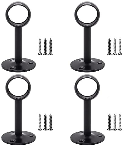 Lepidi 4 Stück Kleiderstange Halterung, 25mm Edelstahl Flansch Halterung mit Schrauben, Rundrohr Gardinenstange Halterung, Kleiderstangenhalter für Wäscheständer