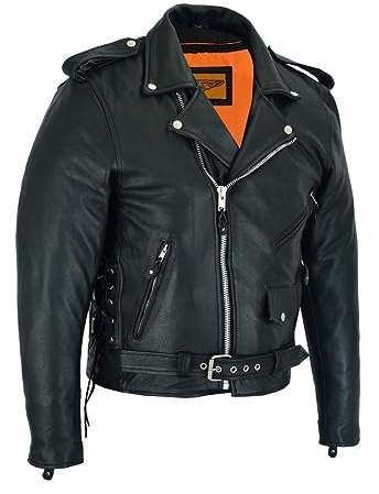 GARGOYLE BELLS Men‘s Genuine Leather Jacket Motorcycle Racer Jackets Zip-Up Biker Coat for Men (44, Black with Removable Liner)
