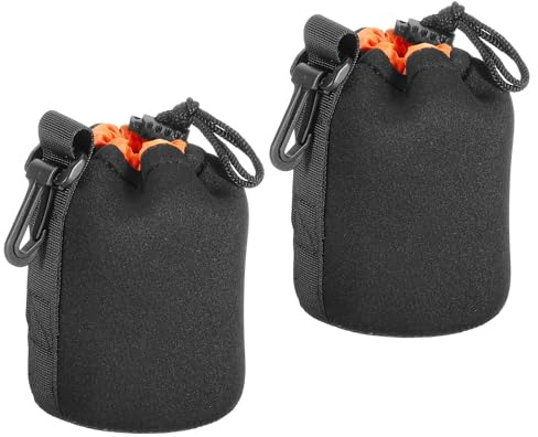 PATIKIL Kameralinsväska, draglinspåse med tjock skyddande neopren, linsfodral för DSLR-kameralins vatten, Orange, 3.5 ID x 5.5 H, Retro