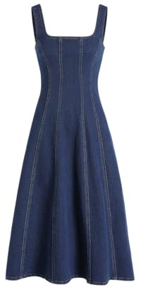 CIDER Denim Ruffle Cami Maxi Dress: Denim, L
