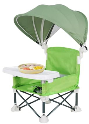 Trona Para Bebé, Silla De Comedor Con Asiento Elevador Plegable, Silla De Playa Portátil Para Bebé Con Bandeja Extraíble Y Sombrilla, Trona De Viaje Para Asiento De Bebé, Silla De Alimentación