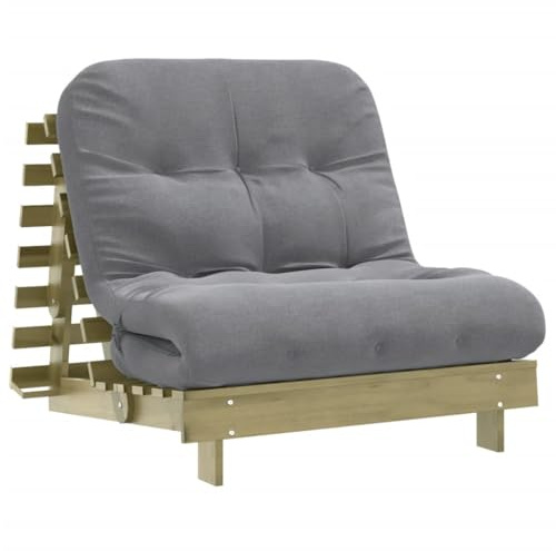vidaXL Futón sofá Cama con colchón Madera impregnada Pino 80x206x11 cm