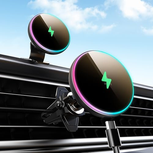 MOKPR for Magsafe Car Mount Charger, 15W Magnetic Wireless Car Charger, Air Vent/Dashboard for Magsafe Phone Holder Fits iPhone 16/15/14/13/12