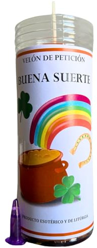 Velón de la Buena Suerte para Atraer Suerte Rápida en Amor, Dinero, Trabajo, Salud, Oportunidades... | Velón de Petición con Aceite Litúrgico y Oración de 3 Días de Duración Aproximada.