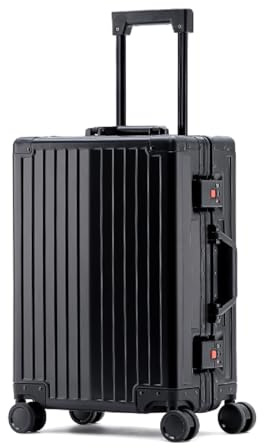 SIMANLI All Aluminum 24 inch Suitcases Carry On Luggage Hard Shell Suitcase Aluminum Alloy Trolley Case with TSA Locks Silent Spinner Wheels (Black,24 inch)