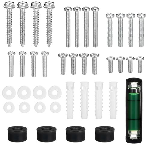 Kit de 35 vis de support TV universelles M4 M5 M6 M8 Vis de montage TV entretoises et rondelles de rechange, kit de matériel de montage pour la plupart des téléviseurs/écrans jusqu'à 203,2 cm