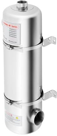 Calentador de piscina de acero inoxidable, 60 kW, flujo de agua de piscina 250 l/min, flujo de agua caliente 30 L/min, para sistema de piscina