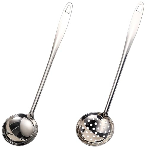 2 Schöpfkellen Edelstahl, Suppenkelle und Schöpflöffel Edelstahl für Küche, spülmaschinengeeignet, ideal für Suppen und Soßen