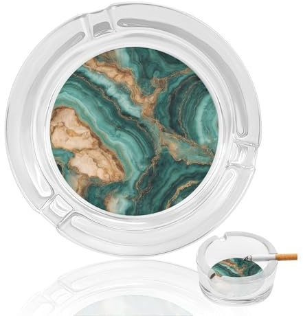 Posacenere in vetro marmo di lusso color verde acqua marrone per sigarette Posacenere decorativo portatile per la decorazione di casa e ufficio