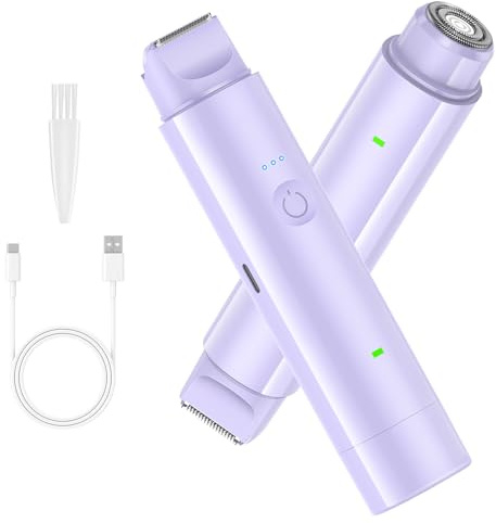 Electric Lady Shaver for Women, Wet & Dry Use 2-in-1 Bikini Trimmer, Waterproof Cordless Body Hair Trimmer & Pubic Hair Remover, Painless Personal Electric Razors for Bikini Underarm Leg Arm Body Face