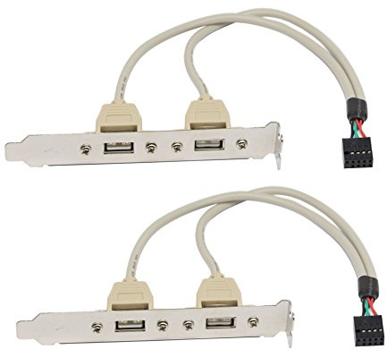 SinLoon USB 2.0 Soporte de ranura 2 puertos USB 2.0 Soporte de extensión trasera para placa base IDC de 9 pines Adaptador de host de cable USB (paquete de 2)