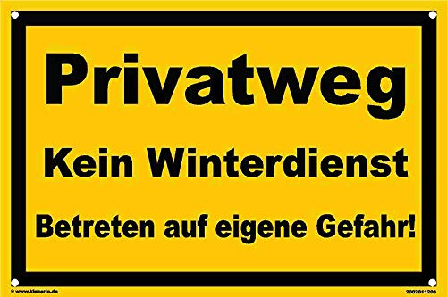 Kleberio Privatweg Schild – Kein Winterdienst, Warnschild wetterfest & langlebig (20 x 30 cm mit Bohrlöchern)