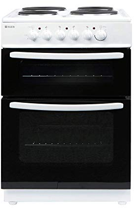 Haden Electric Cooker 60cm Freestanding – 4 Solid Plate Rings - Oven With Top Grill - Conventional Oven - 1000W Variable Grill - Easy To Clean Interior