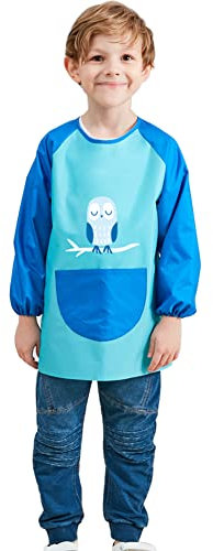 Malschürze Kinder Langarm Wasserdicht Malkittel Mädchen Jungen Küchenschürze Smock für Schule Kunst Malerei Kochen Essen Laboraktivität Spielen 2-8 Jahre