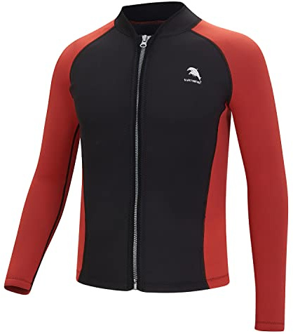 Chaqueta de neopreno de 2 mm para hombre, parte superior de traje de neopreno para mujer, cremallera frontal, manga larga, traje de buceo para natación, snorkel, surf, kayak, canoa (M, hombres negro)