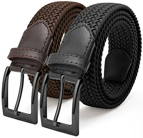 Fairwin 2 Piezas Cinturón Hombre, Cinturón Mujer, Cinturón Elásticos de Hombre, Cinturón Elásticos de Mujere, Unisex Casual Tejido Cinturon Trenzado, Cinturones Elásticos Tejidos para Jeans