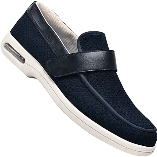 Zapatos Especiales para Juanetes Zapatos Mocasines Cómodos Ortopédicas Soportes de Arco y Talones la absorción de Choque Calzado de Trabajo Antideslizante Made IN Spain,Azul,43 EU