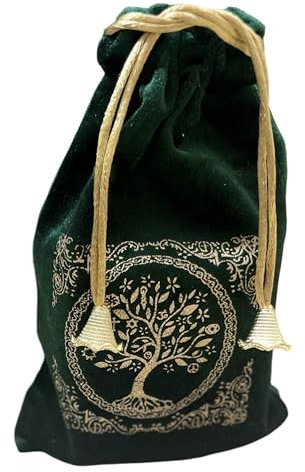 Indian Consigners Morbido sacchetto in velluto per Tarocchi, Altare, Rune, Regalo, Cristallo, Gioielli Borse per Oggetti Preziosi, Sacri e Spiritiali, Verde, casual