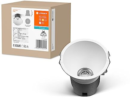 LEDVANCE Downlight empotrable SPOT TWIST, blanco, 10W, 800lm, 830 WT, 93 mm de diámetro, color de luz blanco cálido, 90% menos consumo de energía en comparación con los downlights halógenos, 3000K