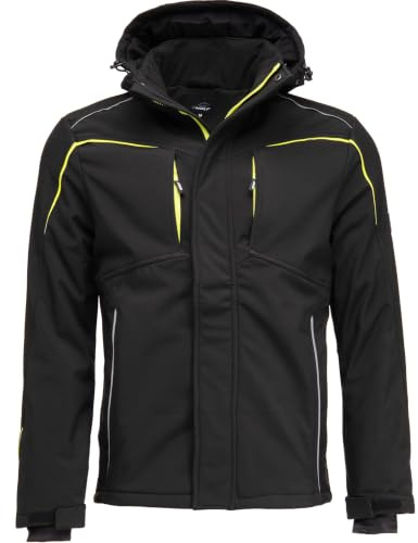 BWOLF CLIFF Giacca Softshell Foderata Giubbotto Uomo Invernale Giacca da Lavoro Uomo Cappotto Invernale da Lavoro Antivento e Impermeabile, Nero, L