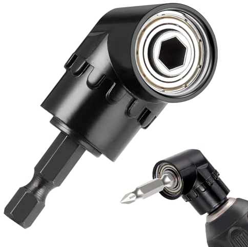 JIZZU 105° Degree Right Angle Drill Attachment, Multi-Function Angle Drill 1/4 Inch Hex Shank Magnetic Bit Socket Extension, Right Angle D rill for Manual Screwdriver Electric Screwdriver