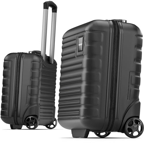 Travely Premium Handgepäck Koffer 40x30x20cm - passend für Ryanair, Lufthansa, Eurowings und co. I 26L Handgepäck Koffer mit sanften Rollen, Reise, Schwarz