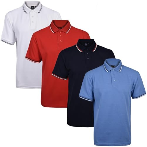 Gaffer Mens Tip Polo Shirt Pique Pocket Ribbed Cotton Tshirt