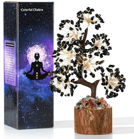 XIANNVXI Black Obsidian Crystal Tree of Life Ornament for Living Room, Bedroom Accessories, Decor Money Tree, Spiritual Gifts for Women Men