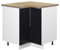 Vicco Eckschrank Fame-Line, Küchen Eckschrank, Schwarz gestreift, 80.5 cm, AP Eiche