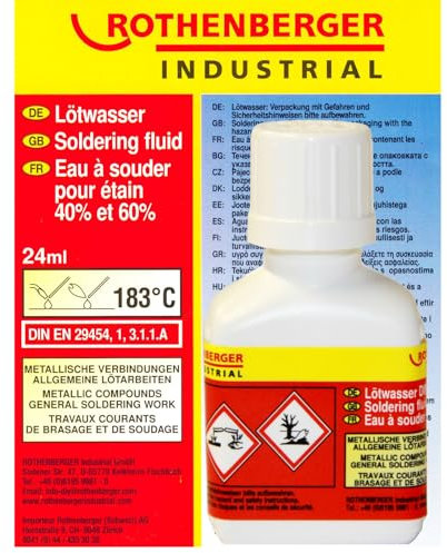 sopomarkt24 Lötwasser Flussmittel 24 ml für Weichlöten – Ideal für Eisen, Stahl, Messing, Kupfer, Blei & Weißblech, auch für Tiffany-Arbeiten, mit Zinkchlorid und Salzsäure, 183°C Wirkung
