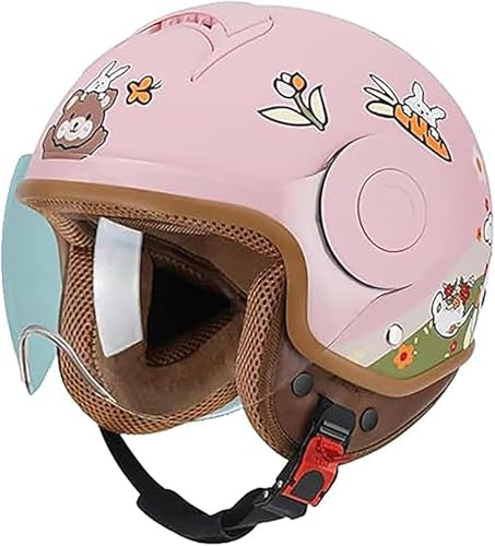 Barnhjälm För Motorcykel, Scooterhjälm, Jethjälm Med Solskydd, Söt Hjälm För Flickor, Scooterhjälm För Pojkar, Mopedhjälm För 5 År - 12 År, ECE-Godkänd B,46-54CM