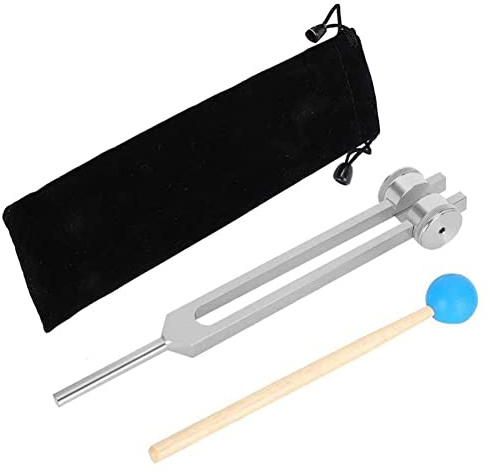 Kueohse Diapason en Alliage D'Aluminium, Diapason 111 Hz avec Marteaux pour Tester le SystèMe Nerveux ThéRapie de GuéRison par le Son, Argent