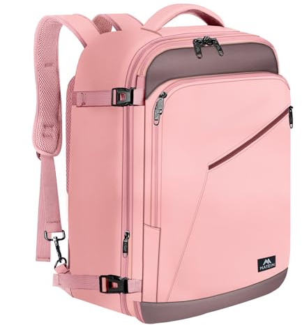 MATEIN Rucksack 40x30x20 Handgepäck Damen, Handgepäck Rucksack Reisetasche Medium Business Arbeit Frauen Expandable Wasserabweisend Lightweight Cabin Bag, Rosa Grau