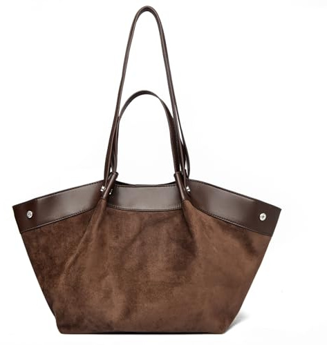 unisoul Wildleder Handtasche Damen,Tote Bag Groß Shopper Tasche Shoulder Bag mit Magnetverschluss, Schultertasche Damen-Shopper für College Schule Arbeit Reisen Shopping