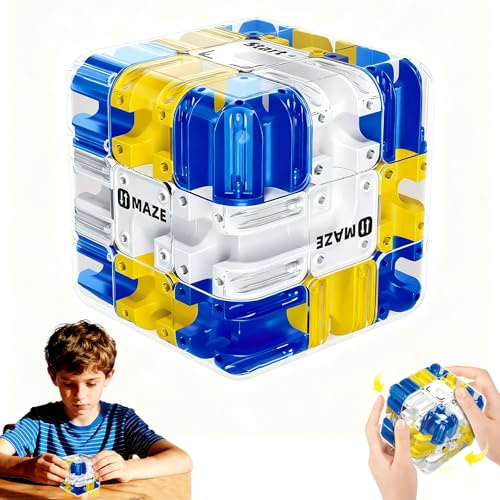 Large Labyrinth 3D Maze Cube, Brain Teaser Puzzles for Adults, Logical Challenge Maze Puzzle Cube Toy, Puzzle Games Engaging Brain Teaser Toy for Logic Development Gift for Kids and Adults (B)