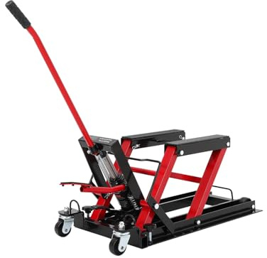 GarveeHome Hydraulic Motorcycle Lift Jack 1500 LBS, Motorcycle Scissor Jack with Foot Pedal & Wheels, 4.7-14.57 Hydraulic Motorcycle Lift Stand for Motorcycle ATV UTV Garage & Workshop, Black