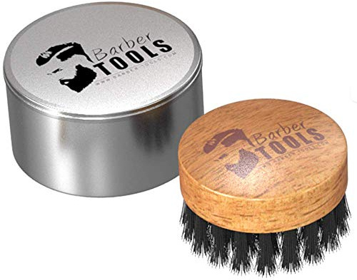 ✮ BARBER TOOLS ✮ Cepillo redondo de barba con caja de metal.