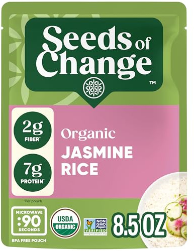 SEEDS OF CHANGE Certified Organic Jasmine Rice, Organic Food, 8.5 OZ Pouch